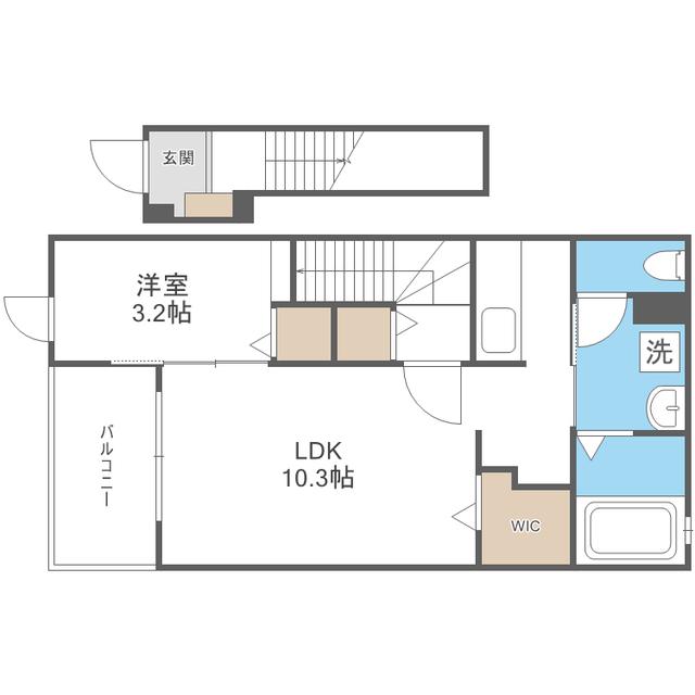 COWBELL COURT(1LDK/2階)の間取り写真