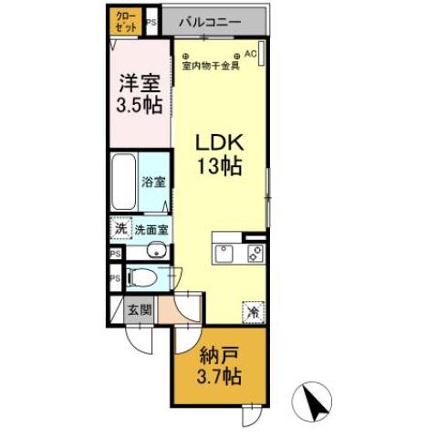 CASAニックスIV(1SLDK/2階)の間取り写真