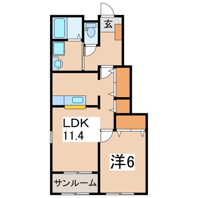 エクセレントIII(1LDK/1階)の間取り写真