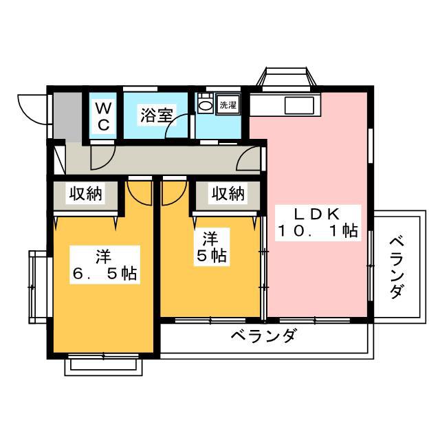 エスポワール青木(2LDK/2階)の間取り写真