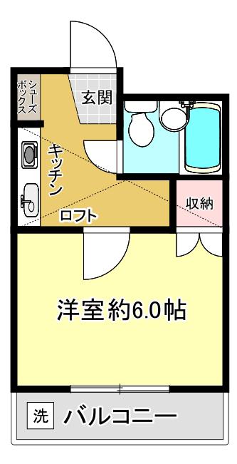ゲイン市川(1K/1階)の間取り写真