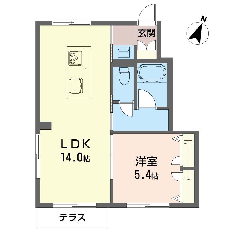 クオリスタ雅(1LDK/1階)の間取り写真
