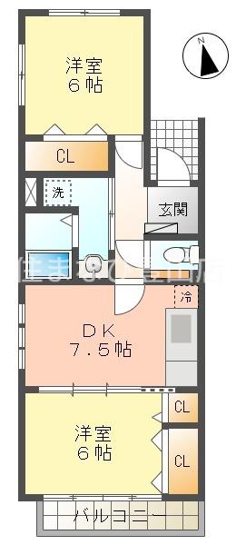 日之出丸太コーポI(2DK/1階)の間取り写真