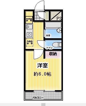 アズつつじヶ丘レジデンス(1K/2階)の間取り写真