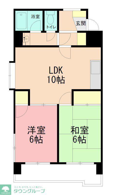 日宝コート金沢文庫(2LDK/2階)の間取り写真
