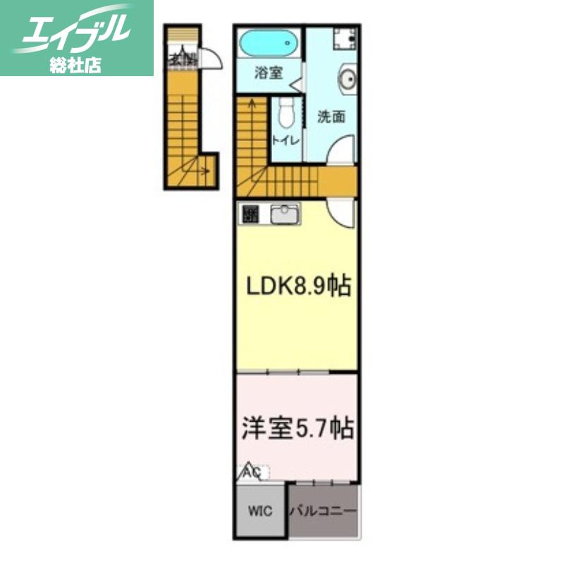 ナディア A(1LDK/2階)の間取り写真