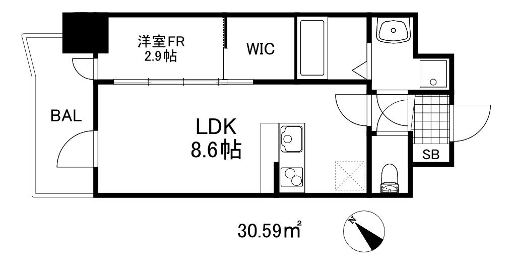 セレニテ神戸駅前アリエ(1LDK/7階)の間取り写真