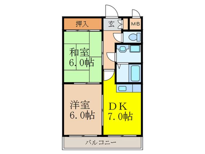 アイエムハイツ(2DK/3階)の間取り写真