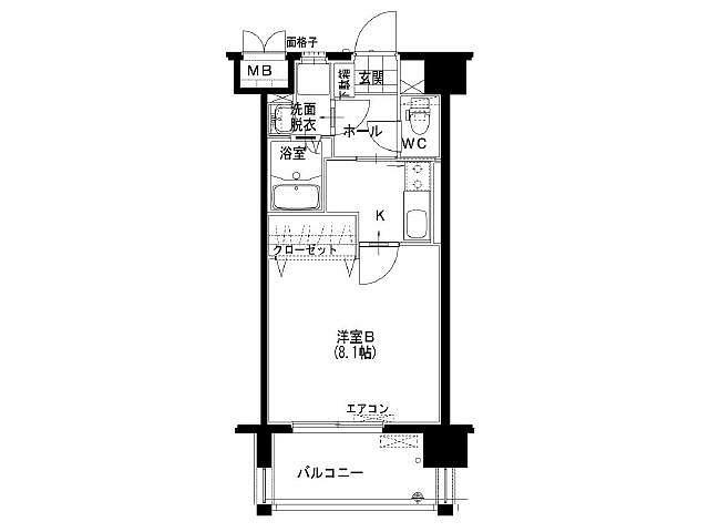 ヴィスコンティ(1K/6階)の間取り写真