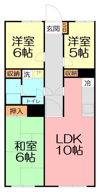 サニーハウス大磯(3LDK/1階)の間取り写真