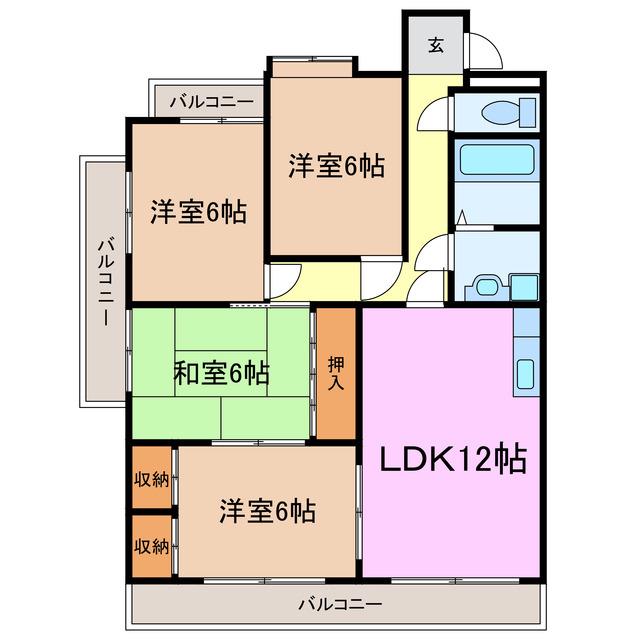 ホーム岩崎台(4LDK/3階)の間取り写真