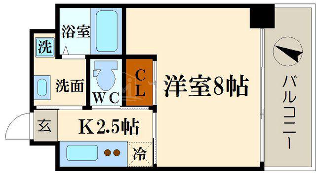 JJ COURT磯路(1K/4階)の間取り写真