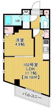 VISTA稲毛(1LDK/1階)の間取り写真