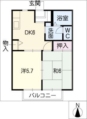 エントピアYOSHIDA(2DK/2階)の間取り写真