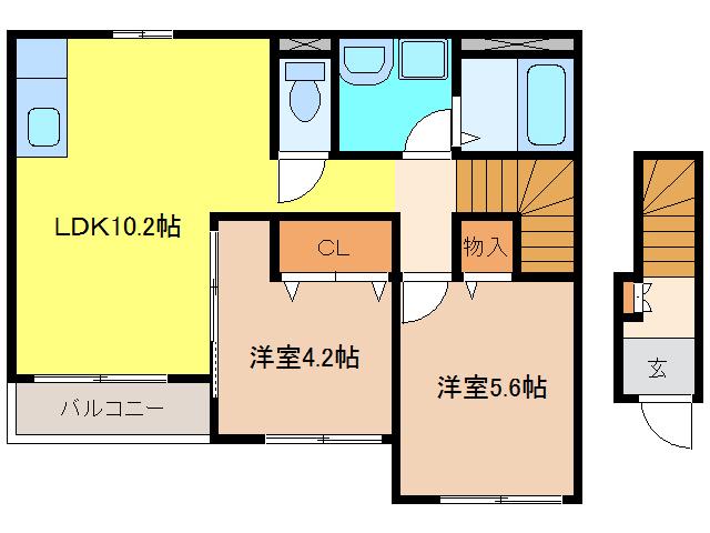 イルマーレウエスト(2LDK/2階)の間取り写真
