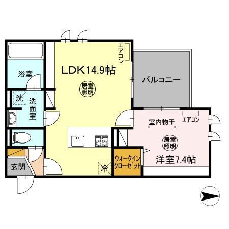 アピシウス(1LDK/2階)の間取り写真