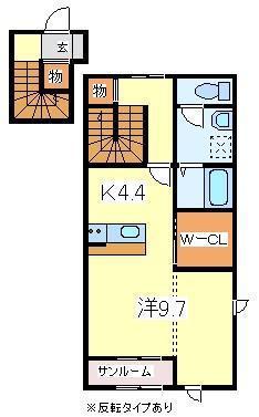 フォンターナ E ・ W(1SK/2階)の間取り写真