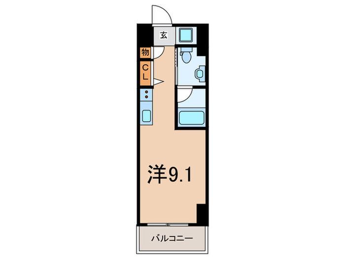 スパシエ東神奈川(ワンルーム/9階)の間取り写真