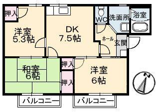 フレグランス マウンテン棟(3DK/2階)の間取り写真