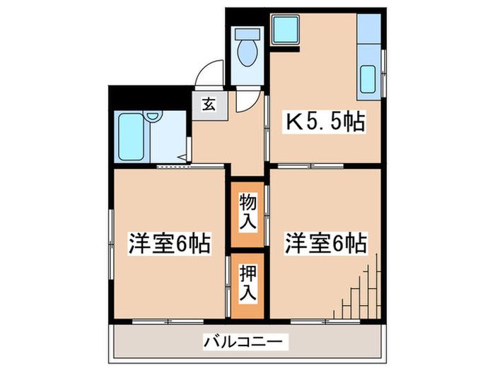 マンションサルナート(2K/3階)の間取り写真