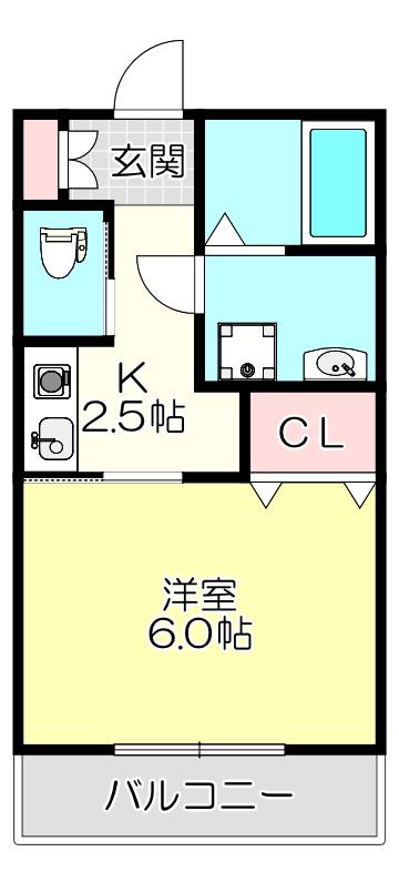 パレスハナテンI(1K/1階)の間取り写真