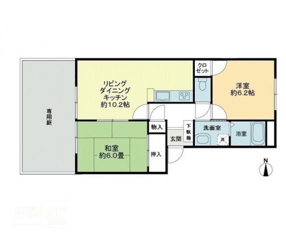 フォブール屋島21(2LDK/1階)の間取り写真