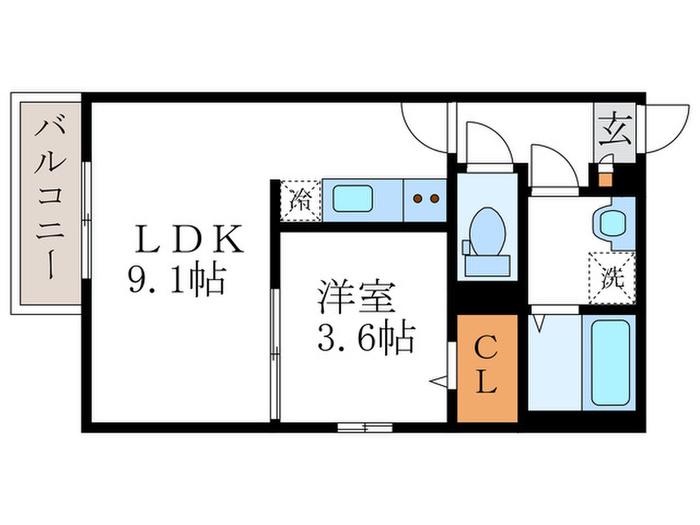 ディアコート桂(1LDK/2階)の間取り写真