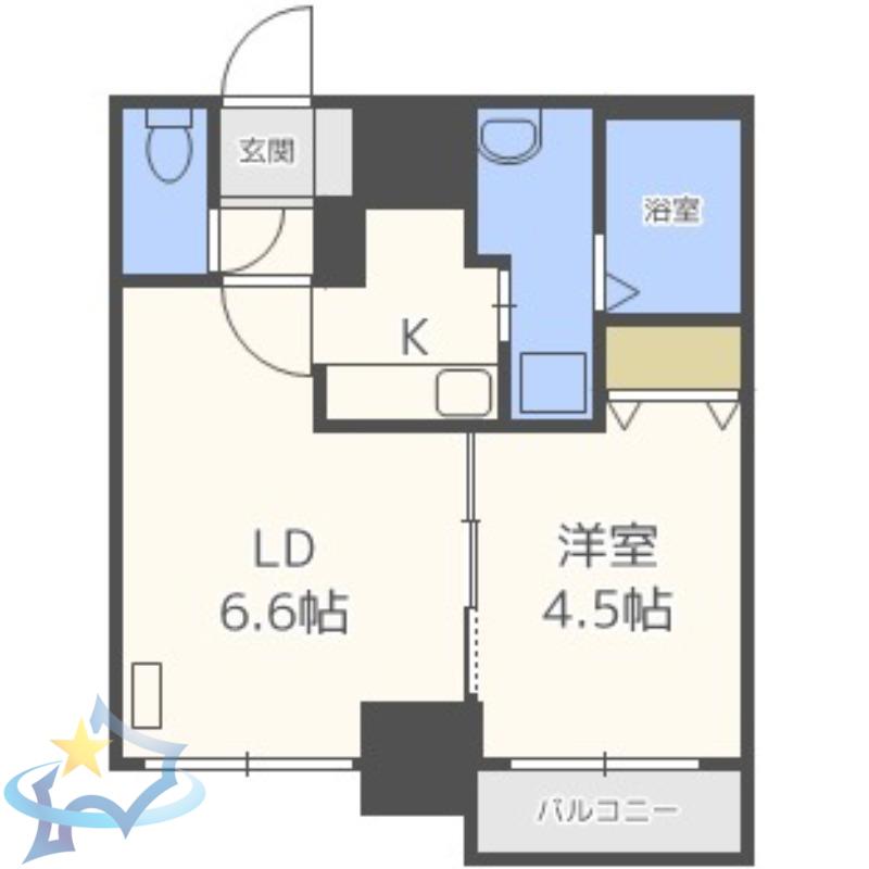 レジディア北二条イーストⅢ(1LDK/9階)の間取り写真