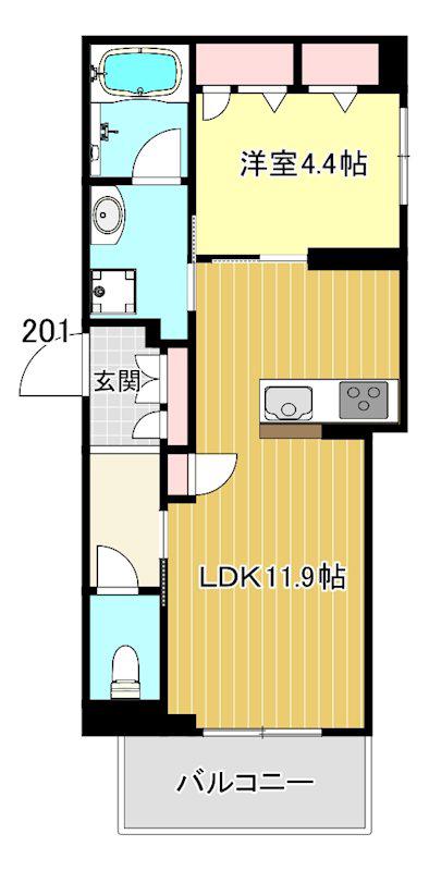 ヴィラ ヨシダ(1LDK/1階)の間取り写真
