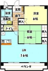 第5田中ビル(2LDK/1階)の間取り写真