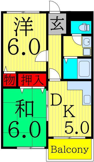 オートサンピア(2DK/3階)の間取り写真