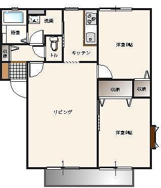メゾンド・アランフェスC棟(2LDK/2階)の間取り写真