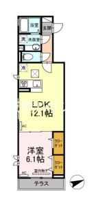 アンジュール徳丸A棟(1LDK/1階)の間取り写真
