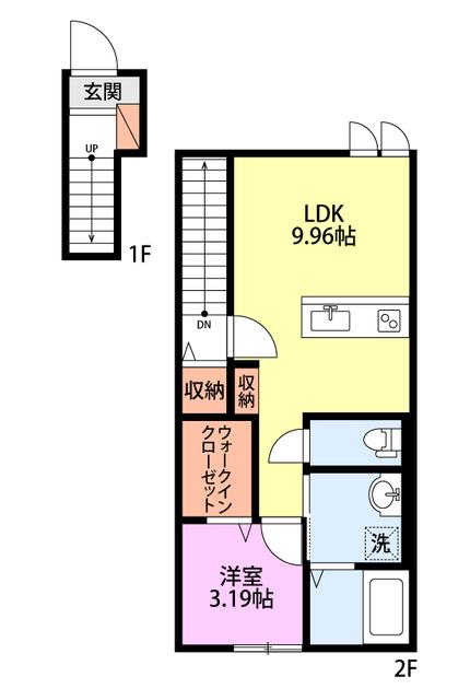 リビンド扇町 II棟(1LDK/2階)の間取り写真