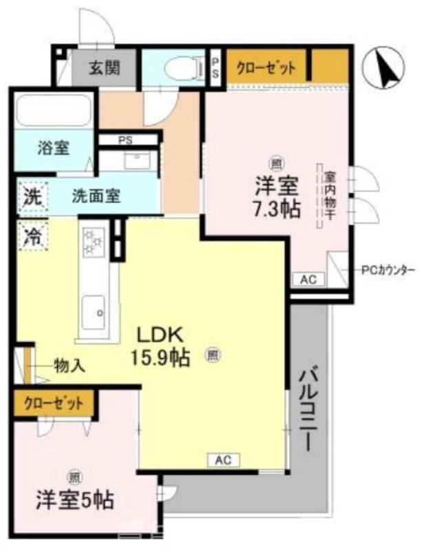 ザ・グレイスナカモズ(2LDK/3階)の間取り写真