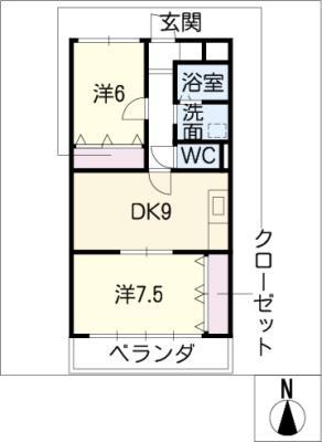 ファミール香(2DK/2階)の間取り写真