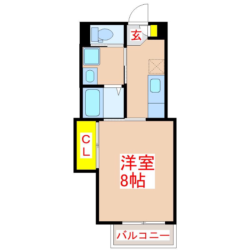 ラピス下荒田(1K/2階)の間取り写真