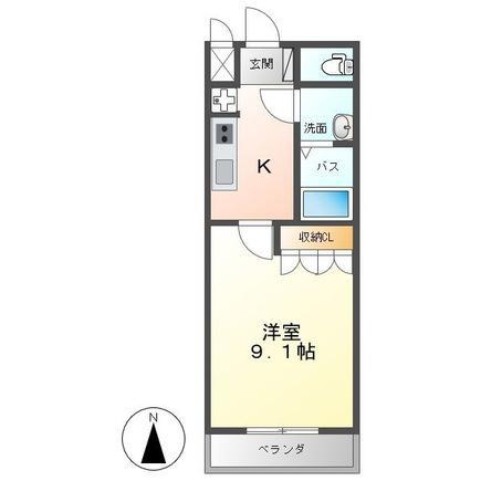 グランドゥールII(1K/1階)の間取り写真