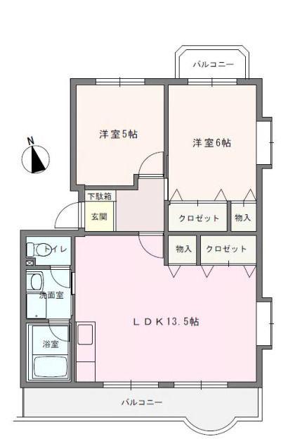 シャトーブラン村田I(2LDK/3階)の間取り写真