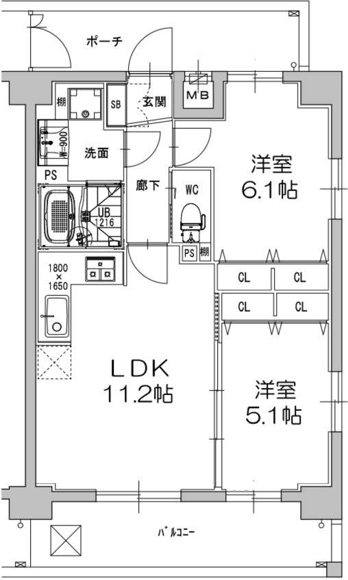 レオンコンフォート天神橋(2LDK/10階)の間取り写真
