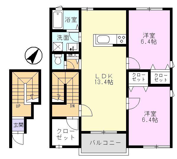 ベルガーデン昭和町I(2SLDK/2階)の間取り写真