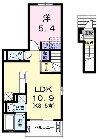 ブリリアント コスモ(1LDK/2階)の間取り写真