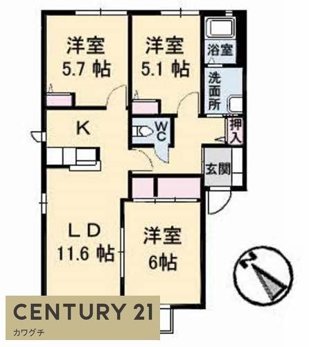 ベルハイツ(3LDK/1階)の間取り写真