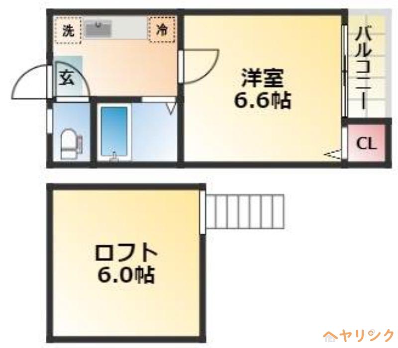 オークヴィラ黒川(1K/1階)の間取り写真