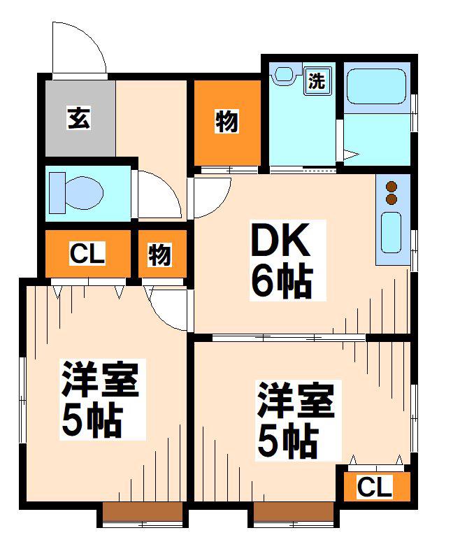 エステートKK(2DK/2階)の間取り写真