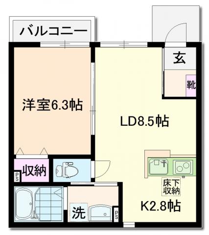 ベルアージュIII(1LDK/1階)の間取り写真