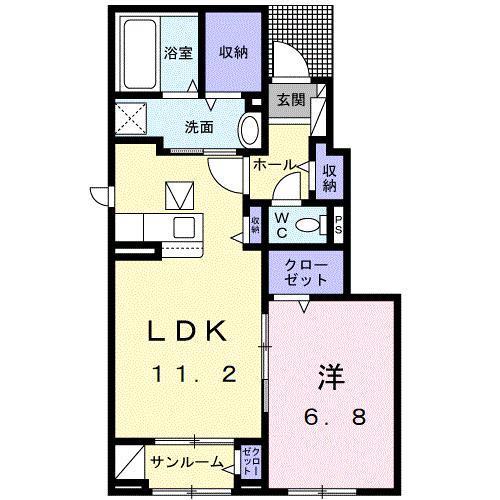 サントルI(1LDK/1階)の間取り写真