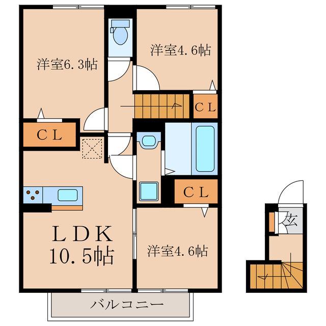 ERDE(3LDK/2階)の間取り写真