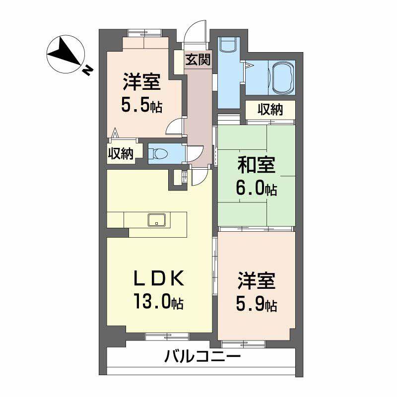 ドゥーミル東原(3LDK/4階)の間取り写真