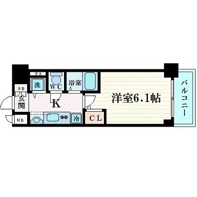 プレサンス名古屋STATIONアブソリュート(1K/2階)の間取り写真